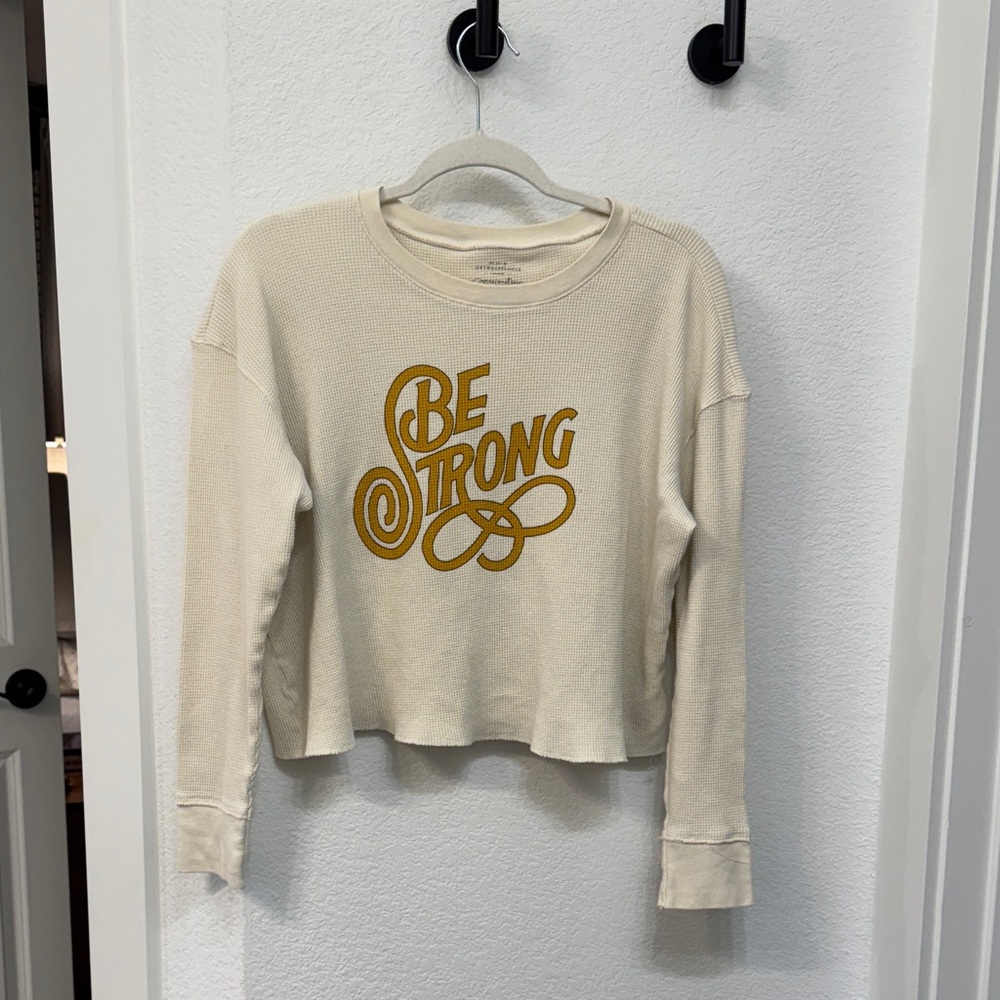 Anthropologie Be Strong Cream Long Sleeve Shirt